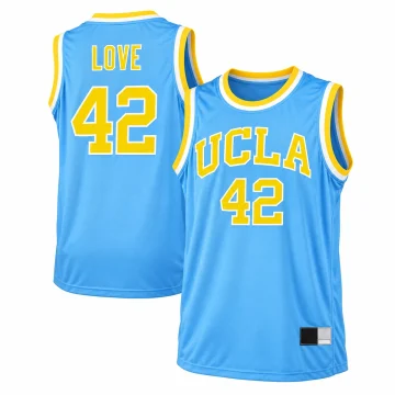 Kevin Love UCLA Bruins #42 light blue basketball jersey front and back