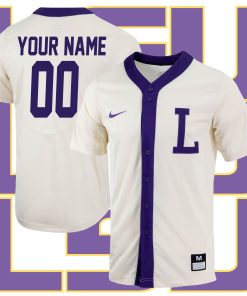 Custom LSU Tigers Free Spirited Mesh Button-Up College Baseball Jersey - Black