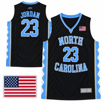 Michael Jordan North Carolina Tar Heels number 23 black basketball jersey front and back