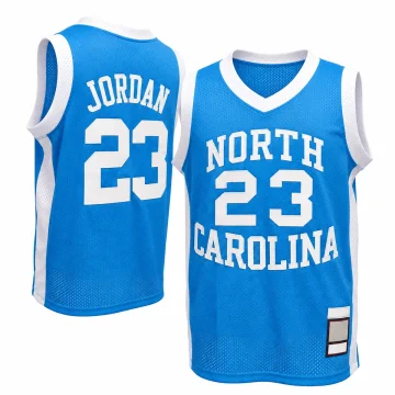 Michael Jordan North Carolina Tar Heels number 23 Carolina blue 1983/84-style throwback basketball jersey front and back