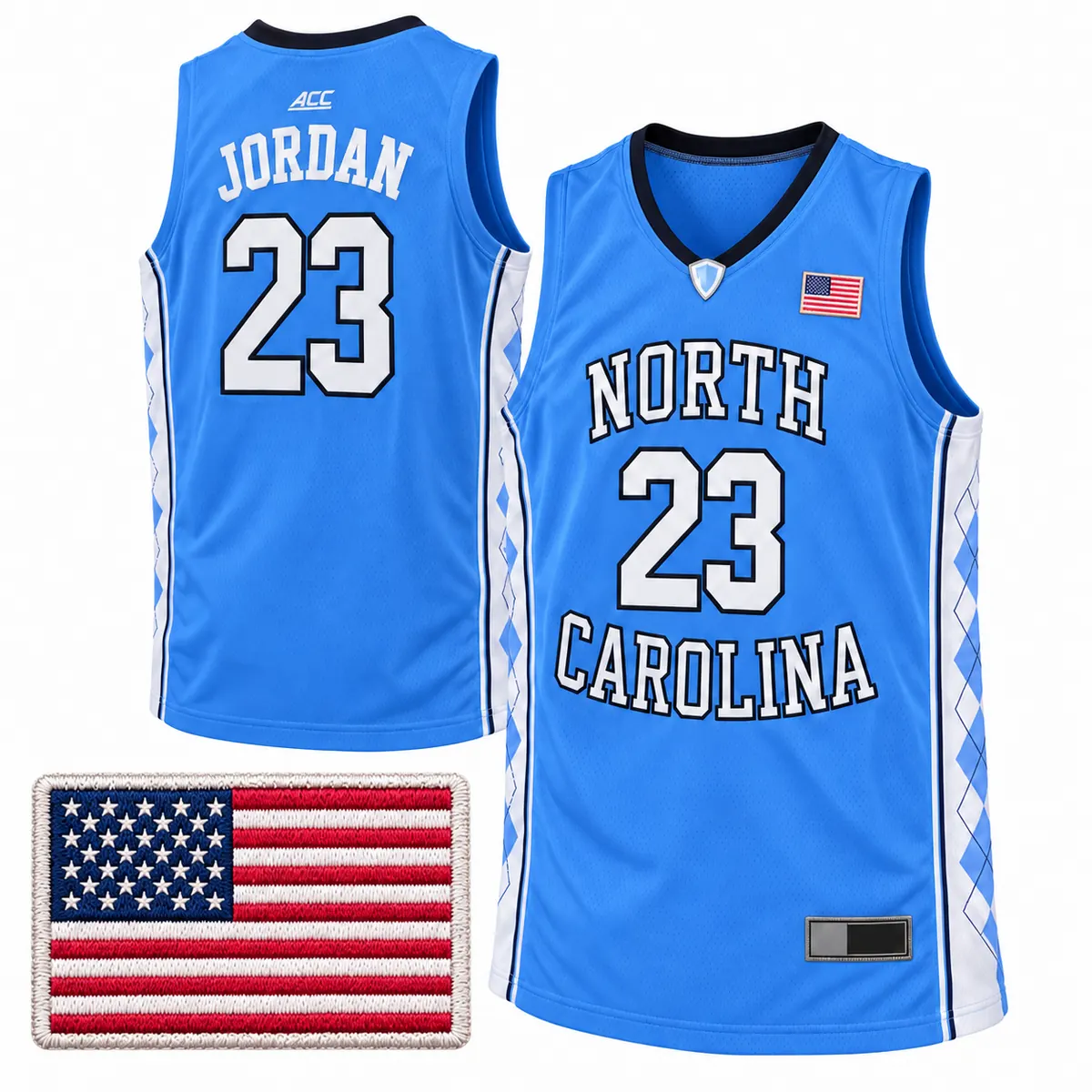 Michael Jordan North Carolina Tar Heels #23 Carolina Blue Basketball Jersey Michael Jordan North Carolina Tar Heels number 23 Carolina blue basketball jersey front and back