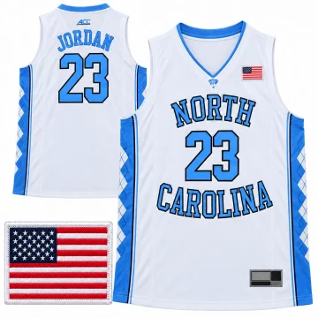 Michael Jordan North Carolina Tar Heels number 23 white basketball jersey front and back