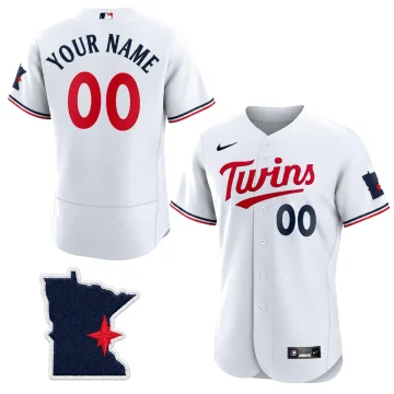 Minnesota Twins 2023 white Flex Base custom baseball jersey front and back