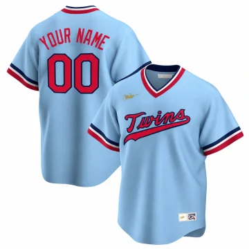 Custom Minnesota Twins Cooperstown Collection light blue road jersey front and back