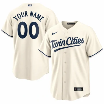 Minnesota Twins cream Cool Base custom baseball jersey front and back
