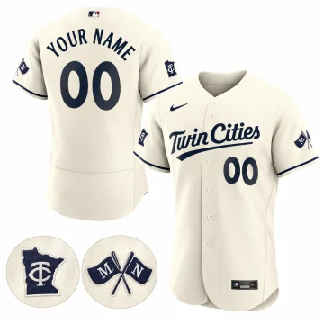 Minnesota Twins cream custom baseball jersey front and back