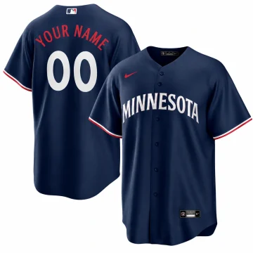 Minnesota Twins navy Cool Base custom baseball jersey front and back