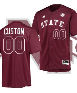 Custom Mississippi State Bulldogs Black College Baseball V-Neck Jersey