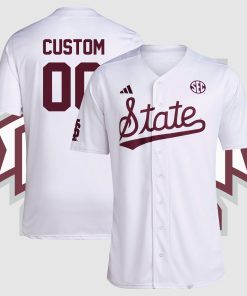 Custom Mississippi State Bulldogs College Baseball Jersey - White