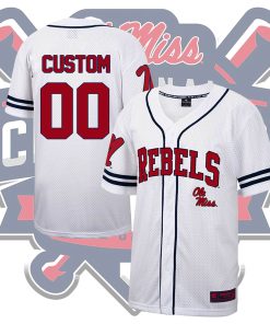 Custom Ole Miss Rebels 2022 College World Series Champions Red NCAA Baseball Jersey