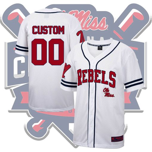 Custom Ole Miss Rebels 2022 College World Series Champions Red NCAA Baseball Jersey