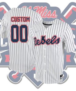 Custom Ole Miss Rebels 2022 College World Series Champions Red NCAA Baseball Jersey