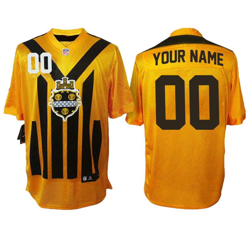 Custom Pittsburgh Steelers 1933 Yellow Throwback Jersey