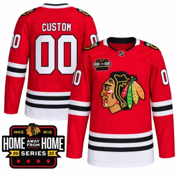Chicago Blackhawks red 2022 Milwaukee Home Away From Home jersey front and back with event patch detail