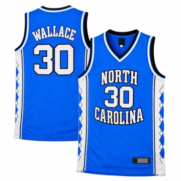 Rasheed Wallace North Carolina Tar Heels number 30 Carolina blue basketball jersey front and back