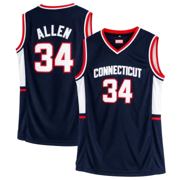 Ray Allen UConn Huskies number 34 navy blue basketball jersey front and back