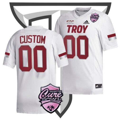 Custom Troy Trojans 2022 Sun Belt Championship College Football Cardinal Jersey