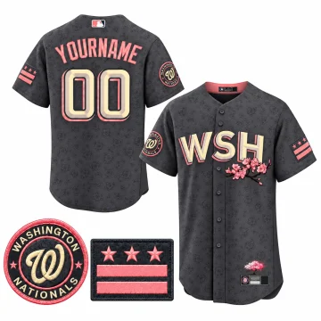 Anthracite Washington Nationals 2022 City Connect custom YOURNAME 00 jersey, front and back on white with matching Nationals roundel and D.C. flag sleeve patch insets