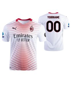 Custom AC Milan 2021 Away White Official Short Sleeve Jersey