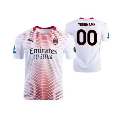 Custom AC Milan 2021 Away White Official Short Sleeve Jersey