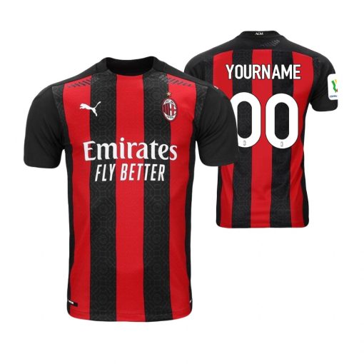 Custom AC Milan 2021 Home Red Official Italian Cup Jersey