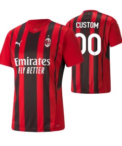 Custom AC Milan 2021-22 Home Jersey Red Black