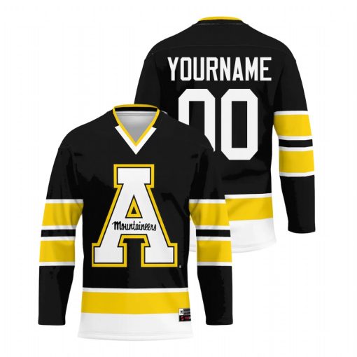 Custom Appalachian State Mountaineers Black College Hockey Jersey