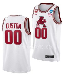 Custom Arkansas Razorbacks 2023 NCAA March Madness White Basketball Jersey
