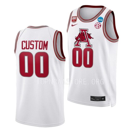 Custom Arkansas Razorbacks 2023 NCAA March Madness White Basketball Jersey