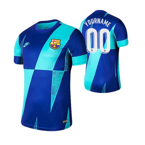 Custom Barcelona Pre-Match Blue Training Jersey