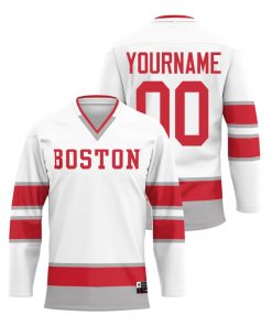 Custom Boston University White College Hockey Jersey