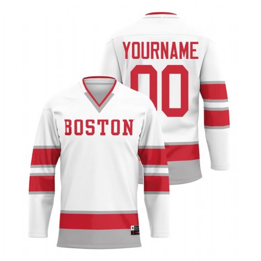 Custom Boston University White College Hockey Jersey