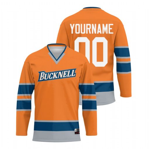 Custom Bucknell Bison Orange College Hockey Jersey