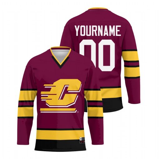 Custom Central Michigan Chippewas Maroon College Hockey Jersey