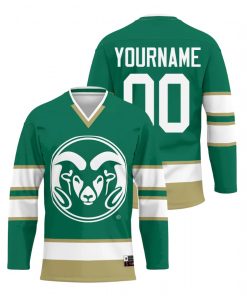 Custom Colorado State Rams Green College Hockey Jersey