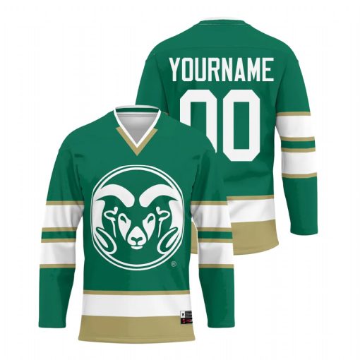 Custom Colorado State Rams Green College Hockey Jersey