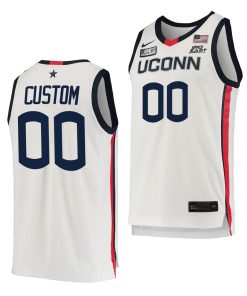 Custom Uconn Huskies 2021-22 College Basketball White Jersey