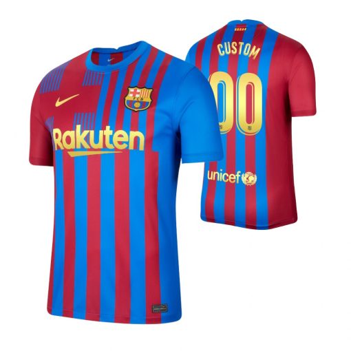 Custom Barcelona 122th Anniversary Golden Limited Jersey Blue