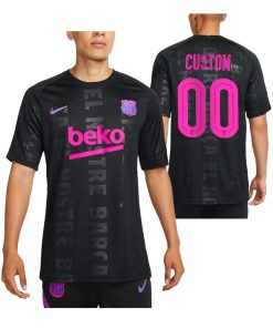 Custom Barcelona Black 2021-22 Pre-Match Jersey
