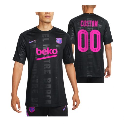 Custom Barcelona Black 2021-22 Pre-Match Jersey