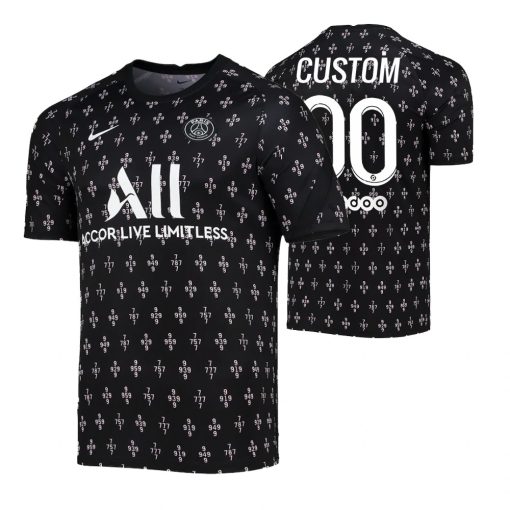 Custom Paris Saint-Germain Black 2021-22 Pre-Match Raglan Jersey