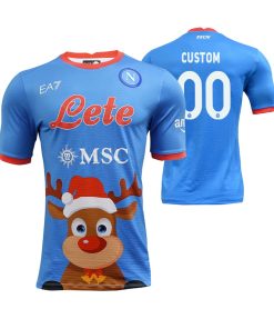Custom SSC Napoli 2022 Christmas Day Jersey Light Blue