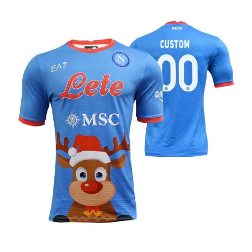 Custom SSC Napoli 2022 Christmas Day Jersey Light Blue