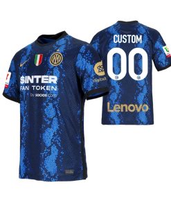 Custom Inter Milan 2022 Coppa Italia Champions Home Jersey Blue