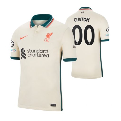 Custom Liverpool 2022 UEFA Champions League Tan Away Jersey