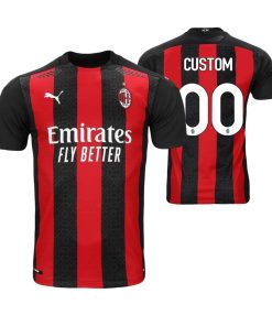 Custom AC Milan Red 2020-21 Home Short Sleeve Jersey