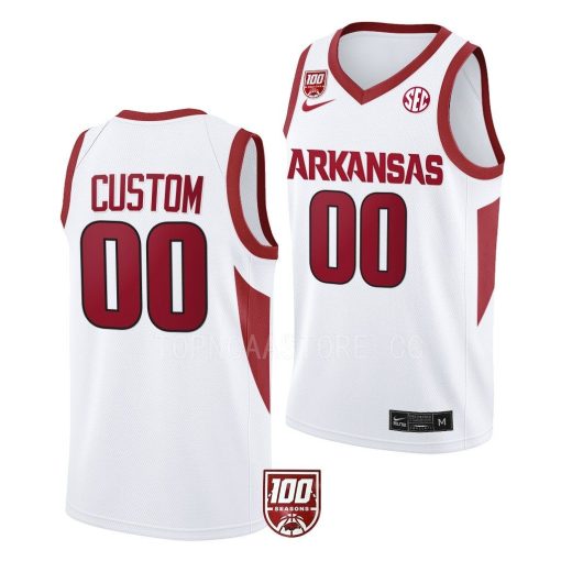 Custom Arkansas Razorbacks White 1Season Jersey 2022-23 College Basketball