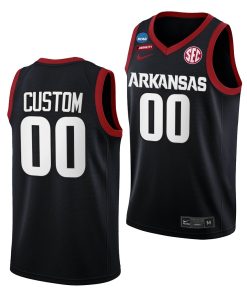Custom Arkansas Razorbacks 2022 NCAA March Madness Black Basketball Jersey 00