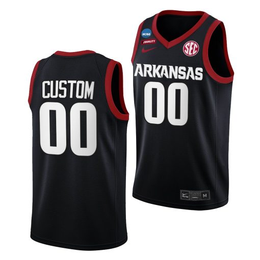 Custom Arkansas Razorbacks 2022 NCAA March Madness Black Basketball Jersey 00