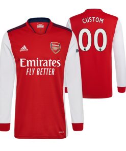 Custom Arsenal 2021-22 Home Long Sleeve Jersey Red White